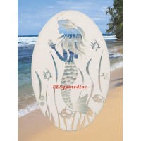 Mermaid Window Decal OVAL 21x33 Mermaids Glass Door Vinyl Cling Tropical Decor   152859734327
